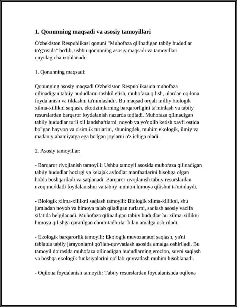 O‘ZBEKISTON RESPUBLIKASI "MUHOFAZA QILINADIGAN TABIIY HUDUDLAR TO'G'TISIDA" GI QONUN 4