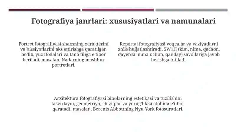 Fotografiya tarixi va janrlari 4