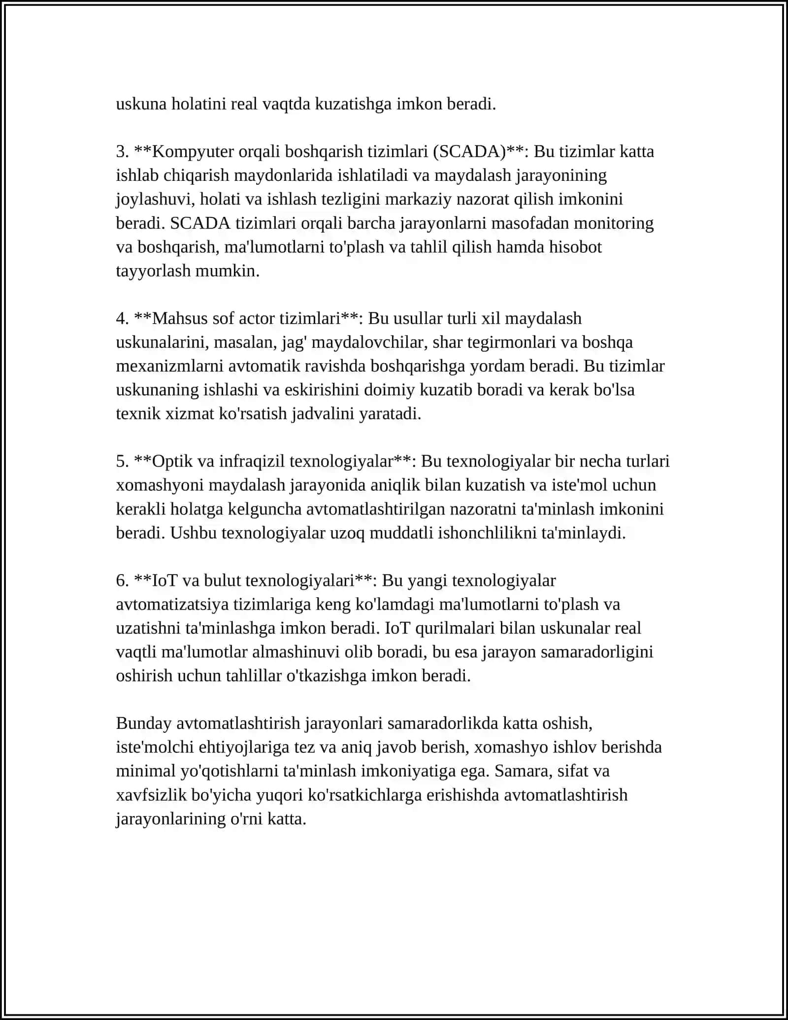 QATTIQ MATERIALLARINI MAYDALASH JARAYONINI AVTOMATLASHTIRISH 4