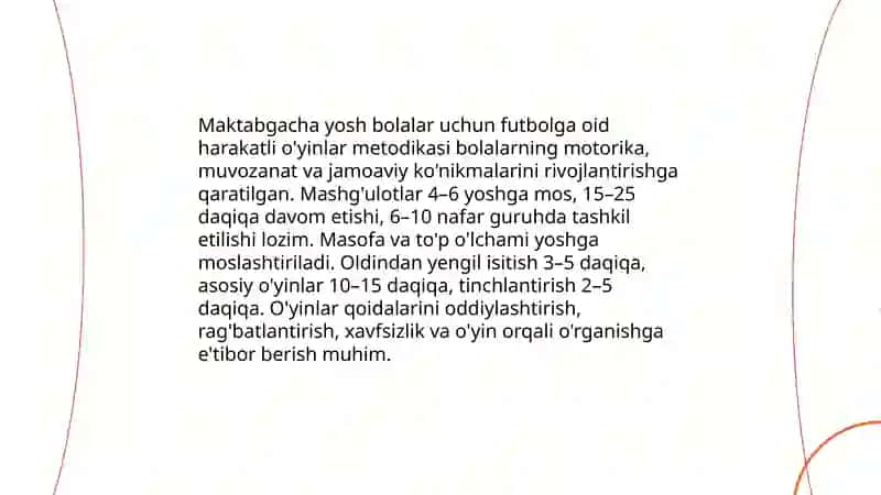 Yosh xususiyatlariga mos futbolga oid harakatli òyinlarni tanlash va òtkazish metodikasi 4