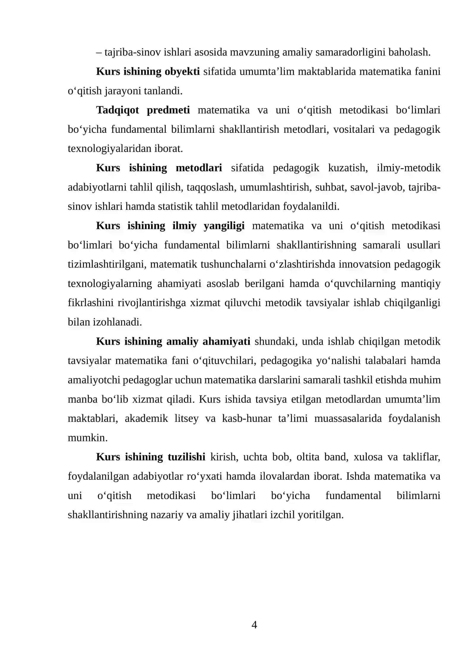 MATEMATIKA VA UNI O‘QITISH METODIKASINING NAZARIY ASOSLARI 4