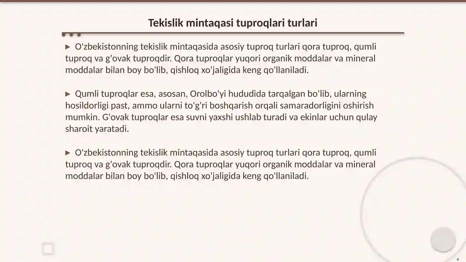 O'zbekiston tuproqlari geografikasi va ahamiyati 4