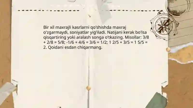 Kasirlarni qõshish va ayirish 4