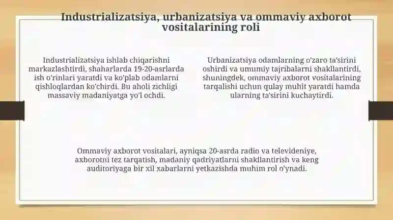 Ommaviy madaniyatning shakllanish tarixi va uning turlari 4