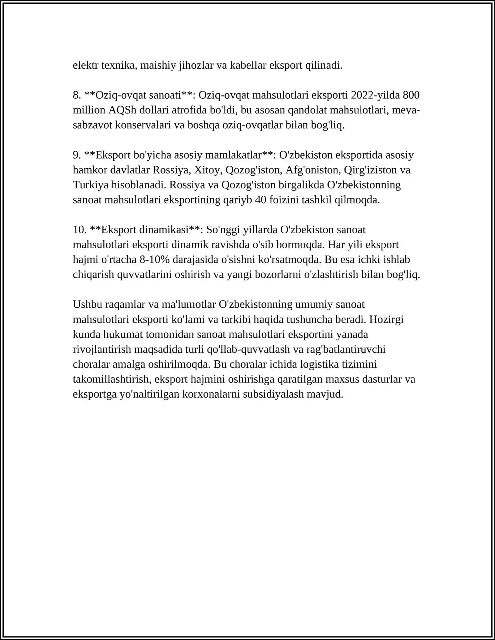 Sanoat ishlab chiqarishning xalqaro savdo va bozorlar bilan bog'lanishi 4