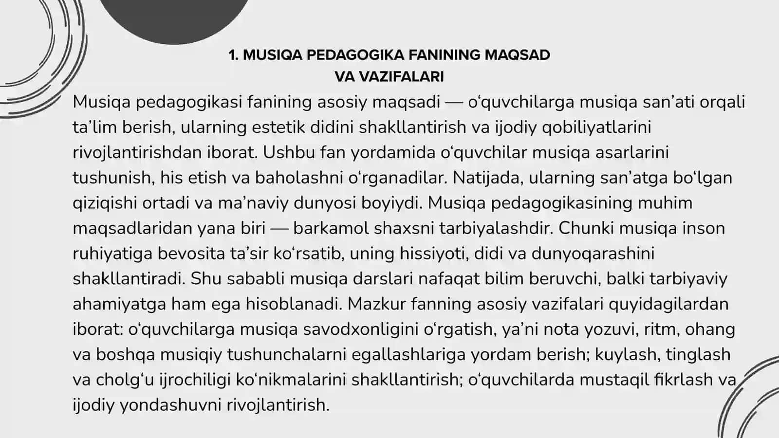 Musiqa pedagogika fanining predmeti va ahamiyati 4