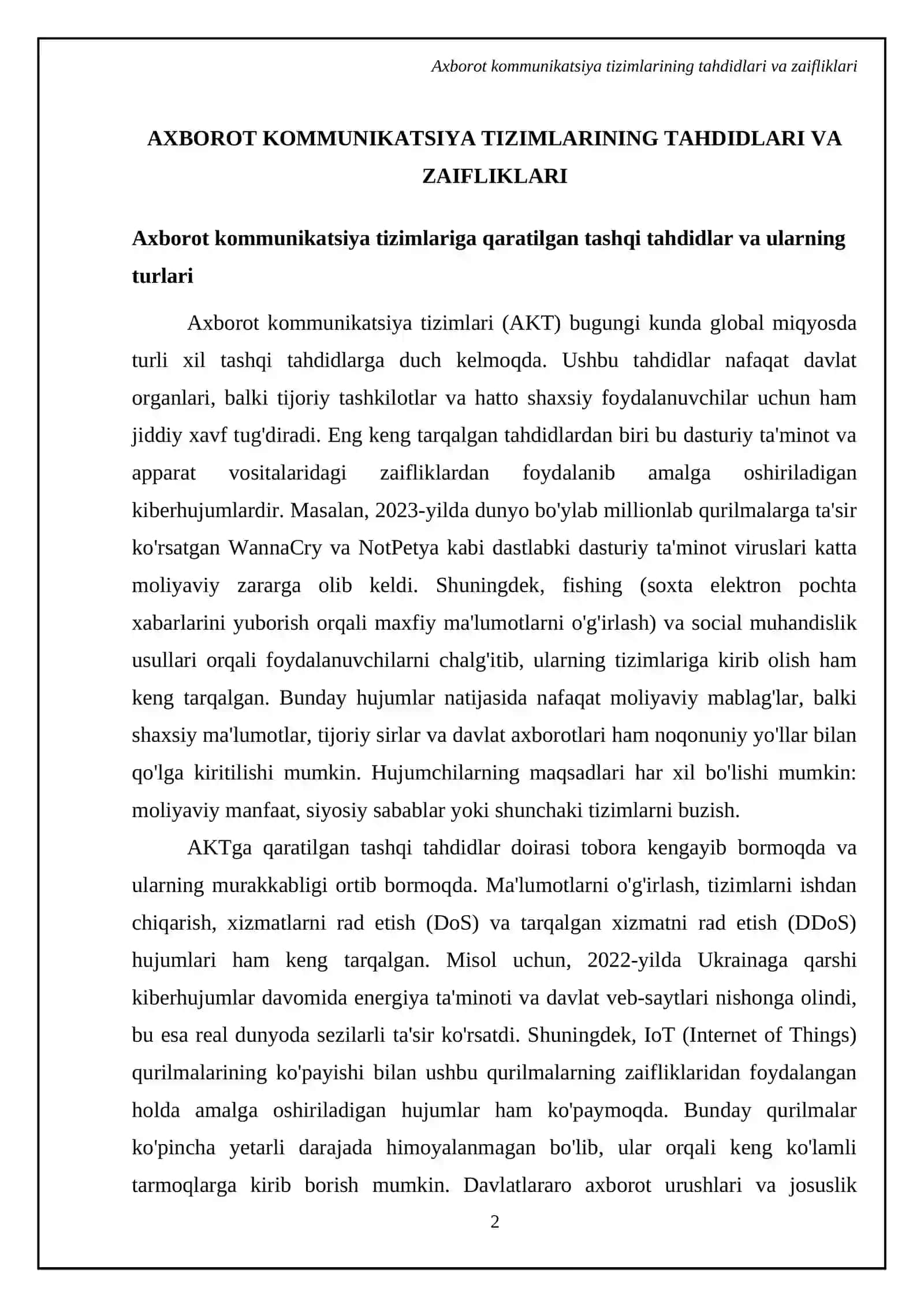 Axborot kommunikatsiya tizimlari axborot xavfsizligi 4
