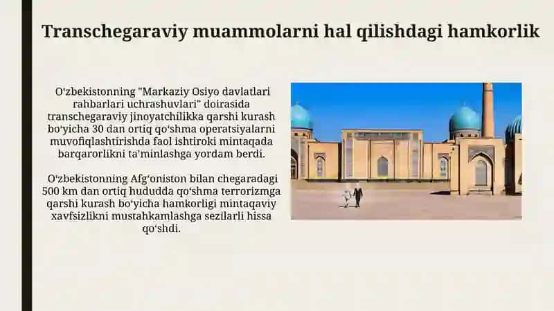 Markaziy Osiyoda tinchlik va barqarorlikni ta’minlashdagi o’rni 4