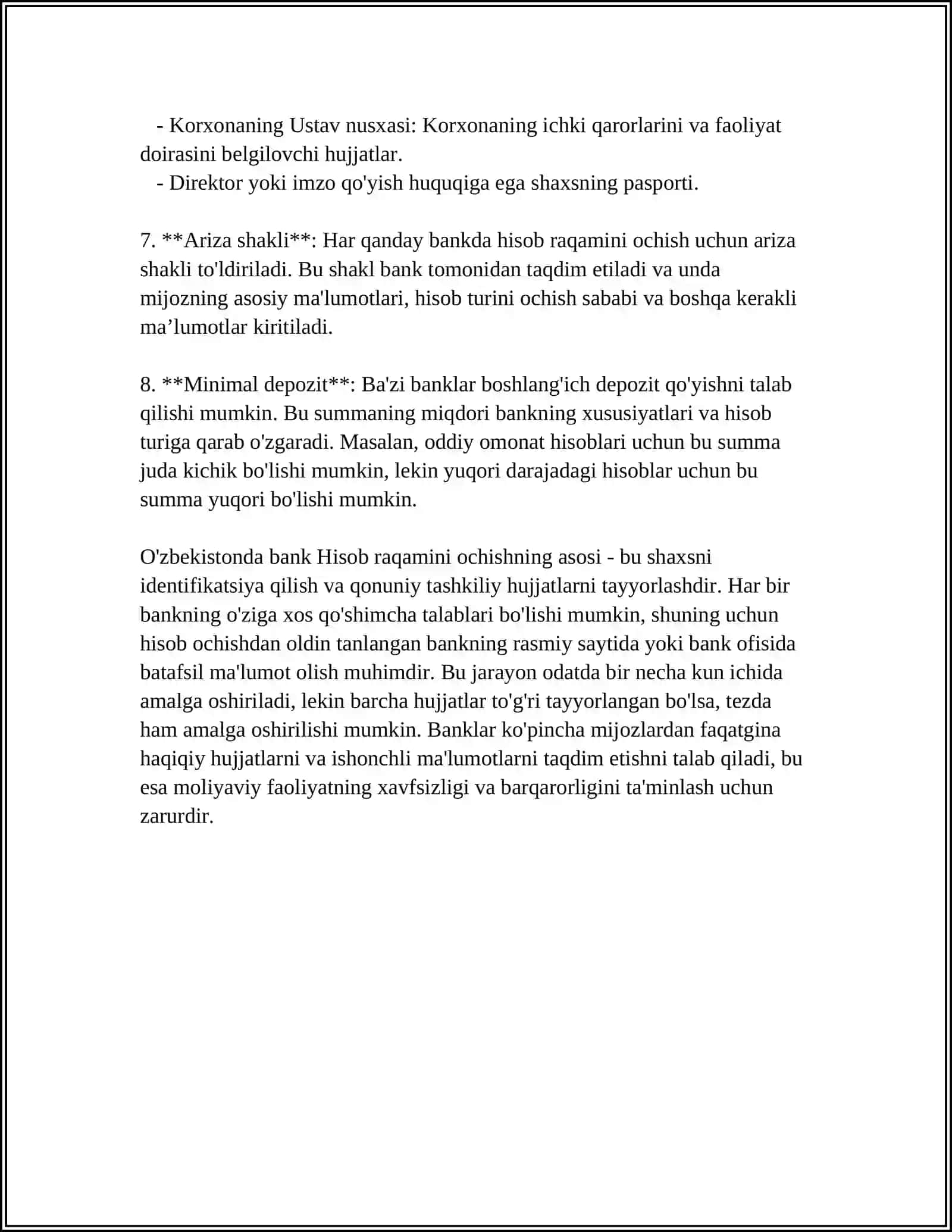 MIJOZLARGA HISOB VARAQA OCHISH VA YURITISH TARTIBI 4