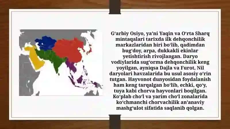G’arbiy va Janubiy Osiyo xalqlari xo’jalik mashg’ulotlari (TAQDIMOT) 4
