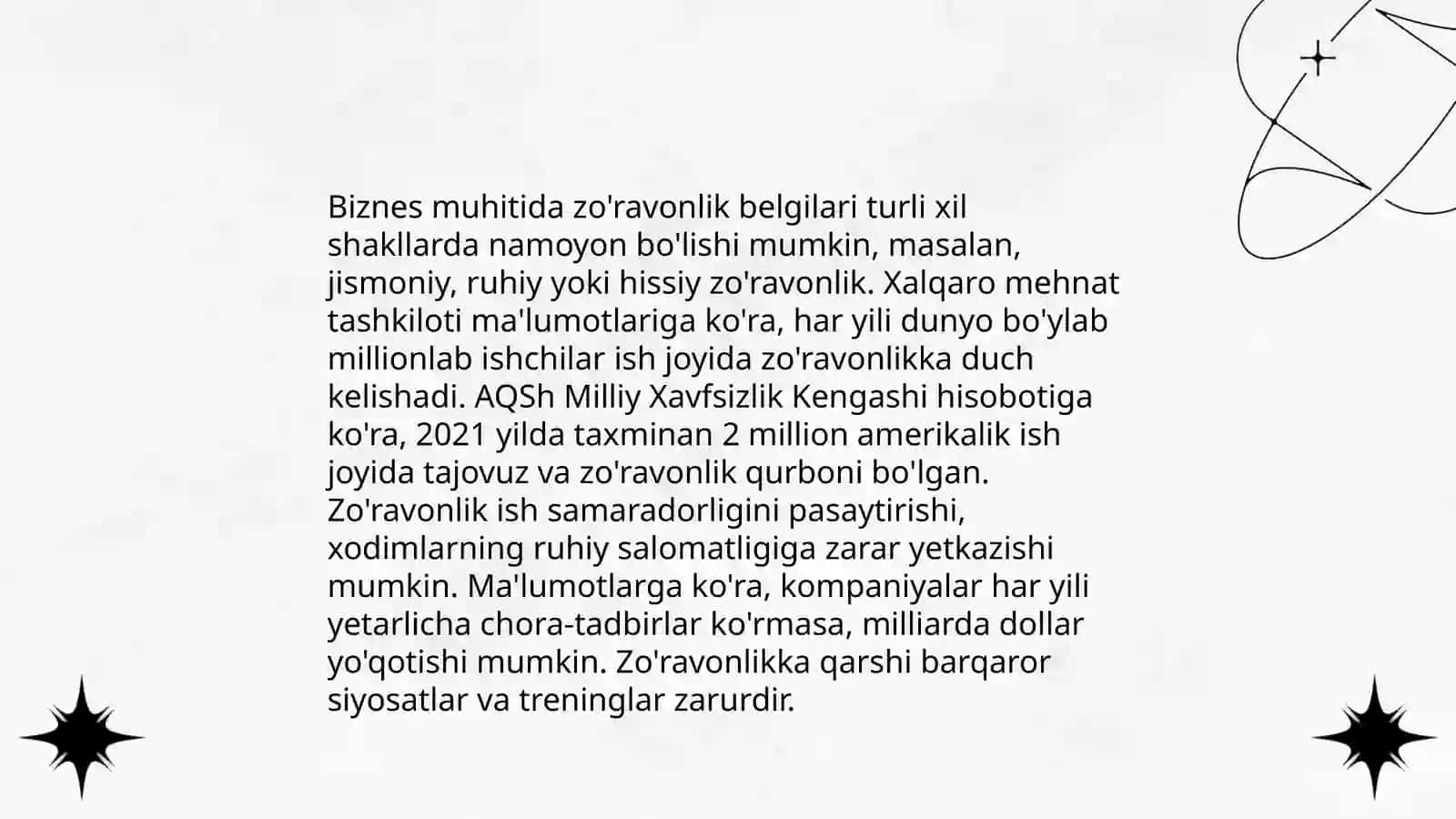 Biz zoʻravonlikga qarshimiz mavzusida 10 varoqli loyiha ishi 4