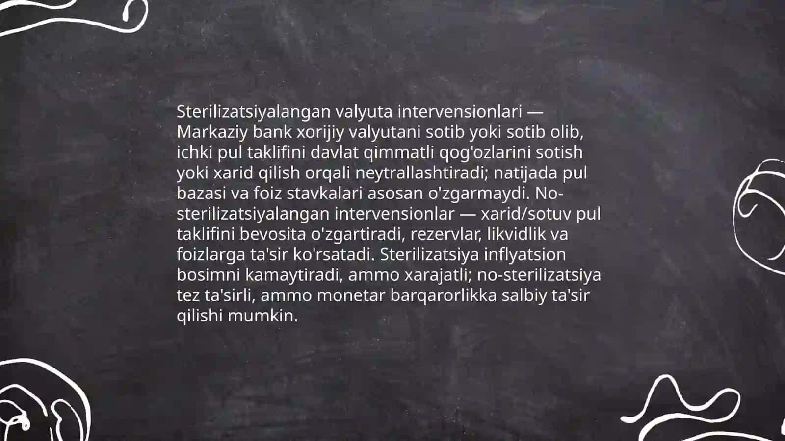 Davlat valyuta kursini boshqarish uchun foydalanadigan usullar 4