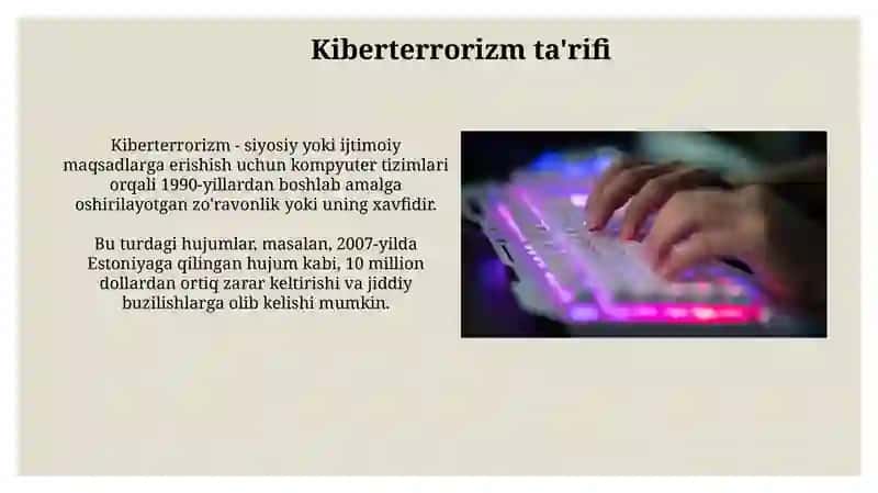 Ijtimoiy mediada taxdid va xavf xatarlar va Kiberterrorizm 4