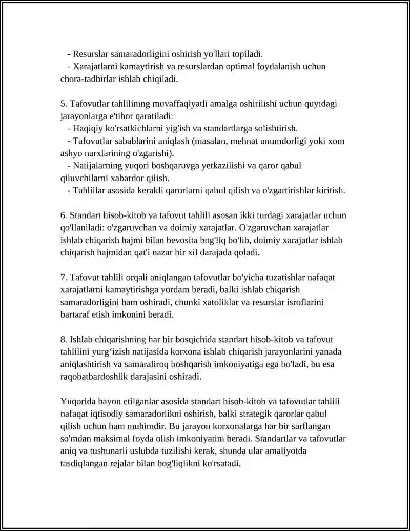 TAFOVUT VA OG'ISHLAR HISOBI – XARAJATLARNI NAZORAT QILISHDAGI MUHIM VOSITA 4