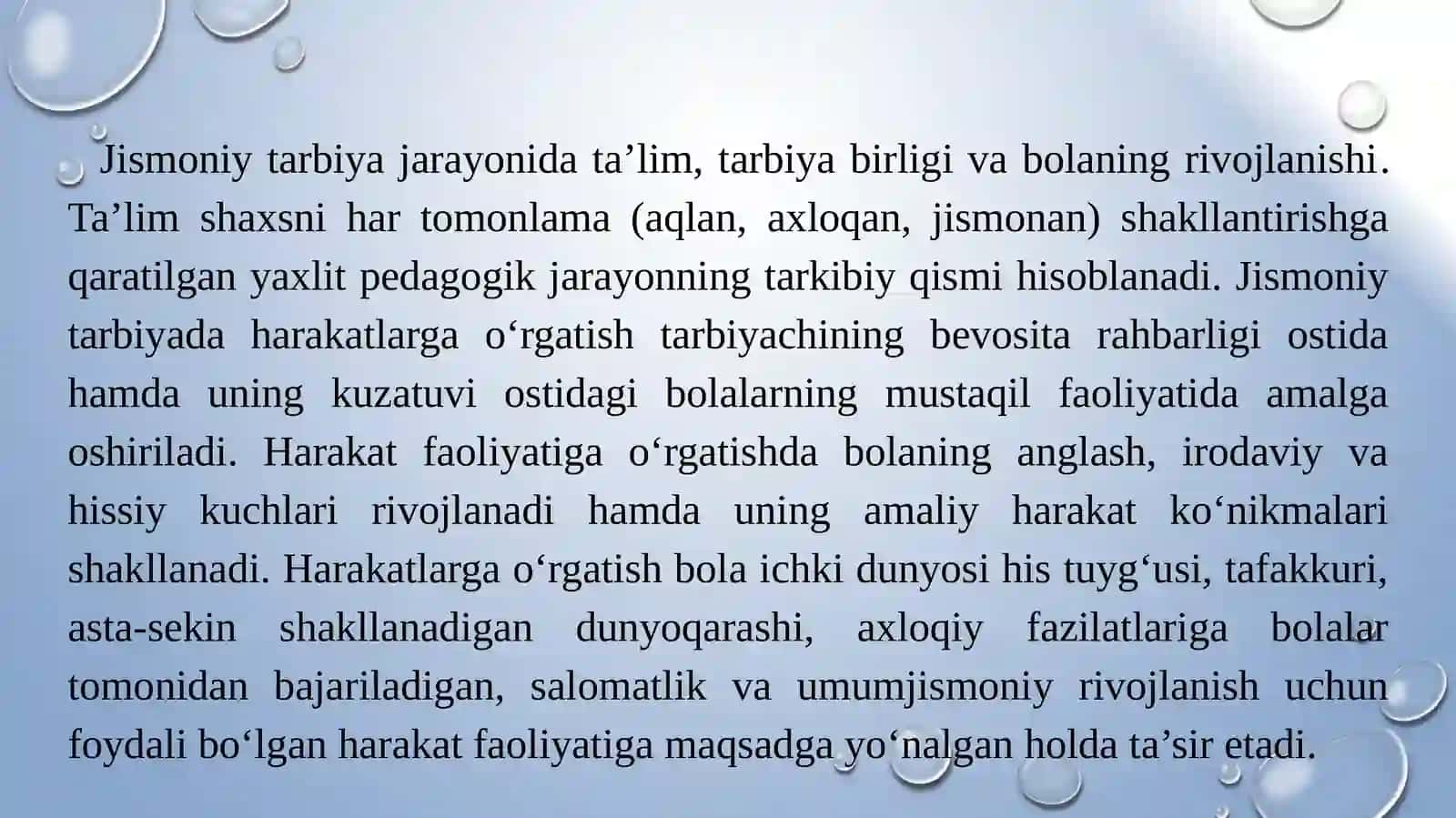 Bolalar jismoniy tarbiyasi fani 3-Ma’ruza: Jismoniy tarbiyada ta’lim-tarbiya berish tamoyillari 4