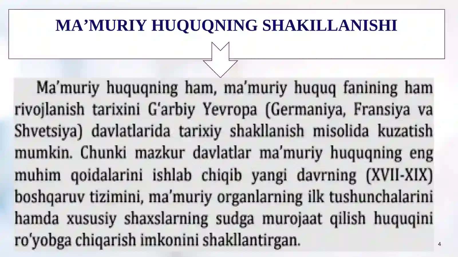 MA’MURIY HUQUQNING RIVOJLANISH TENDENSIYALARI 4
