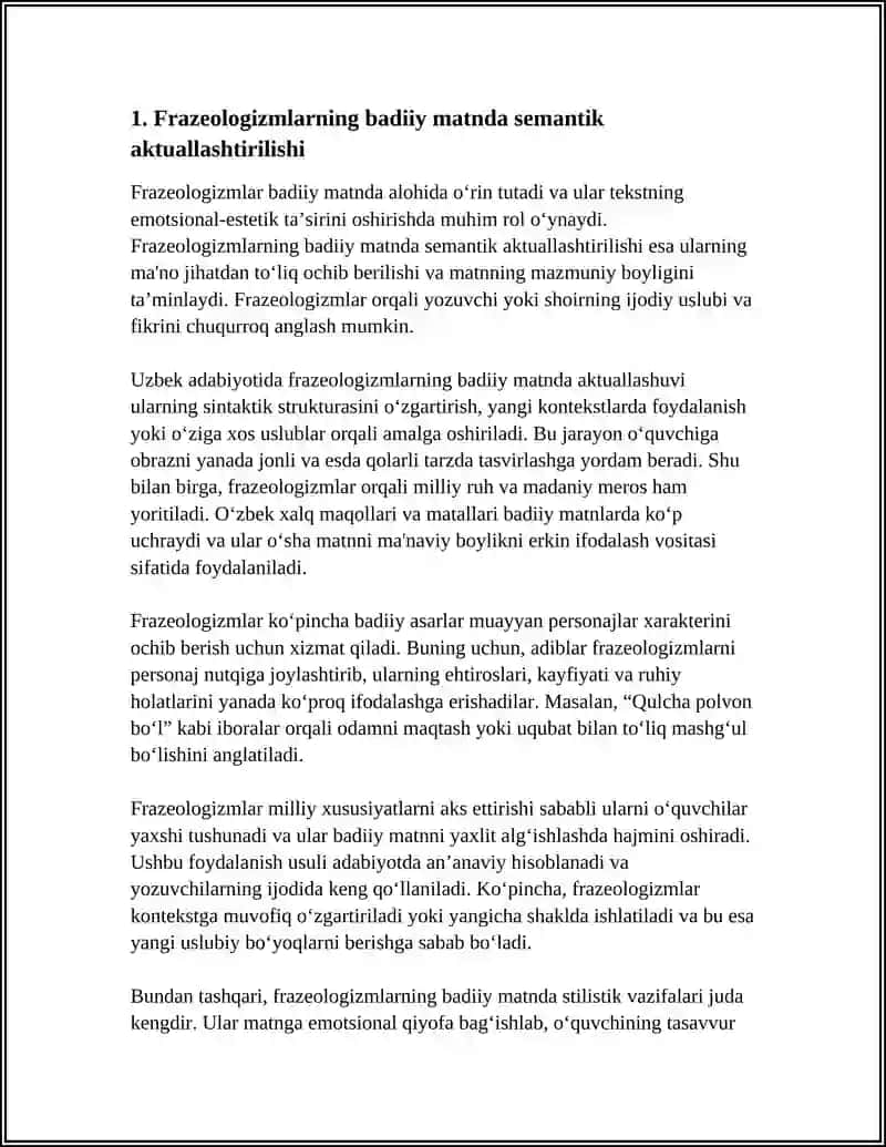 FRAZEOLOGIZMLARNING BADIIY MATNDA AKTUALLASHUVI.XALQ MAQOLLARINING BADIIY MATNDAGI USLUBIY QIRRALARI 4