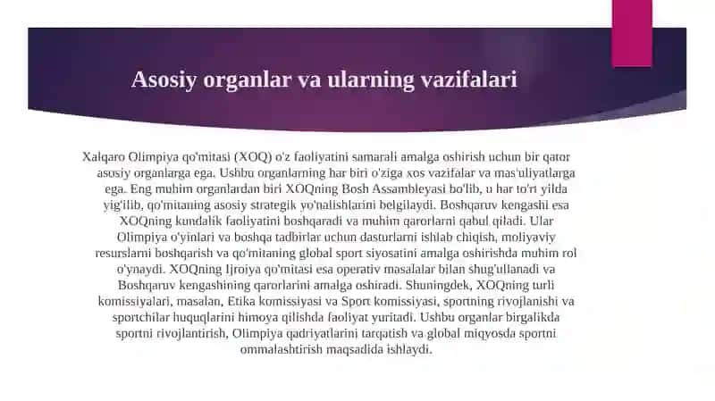 Xalqaro Olimpiya qo'mitasining tarkibi va asosiy organlari . 4