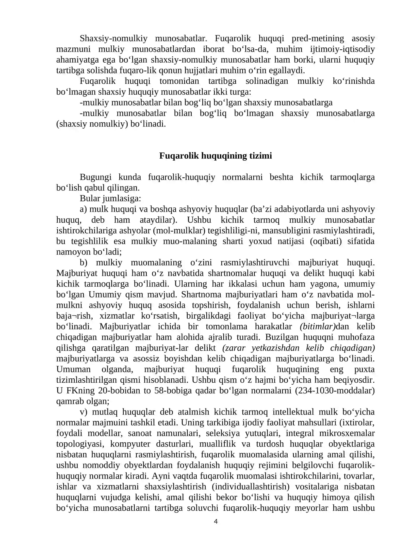 Fuqarolik huquqiga kirish fanining predmeti,tamoyillari va tizimlari 4
