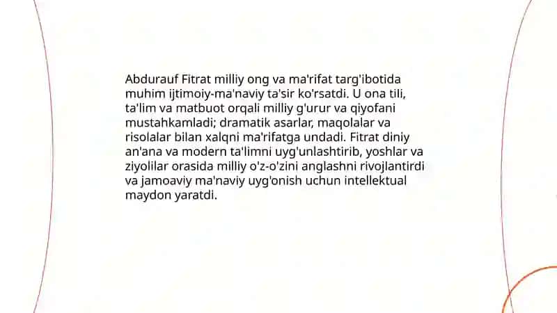 Jadid ma'rifatparvarlarining o'Ika ijtimoiy-ma'naviy hayotida tutgan o'mi (Munavvar Qori, Fitrat, Behbudiy, Avloniy) 4