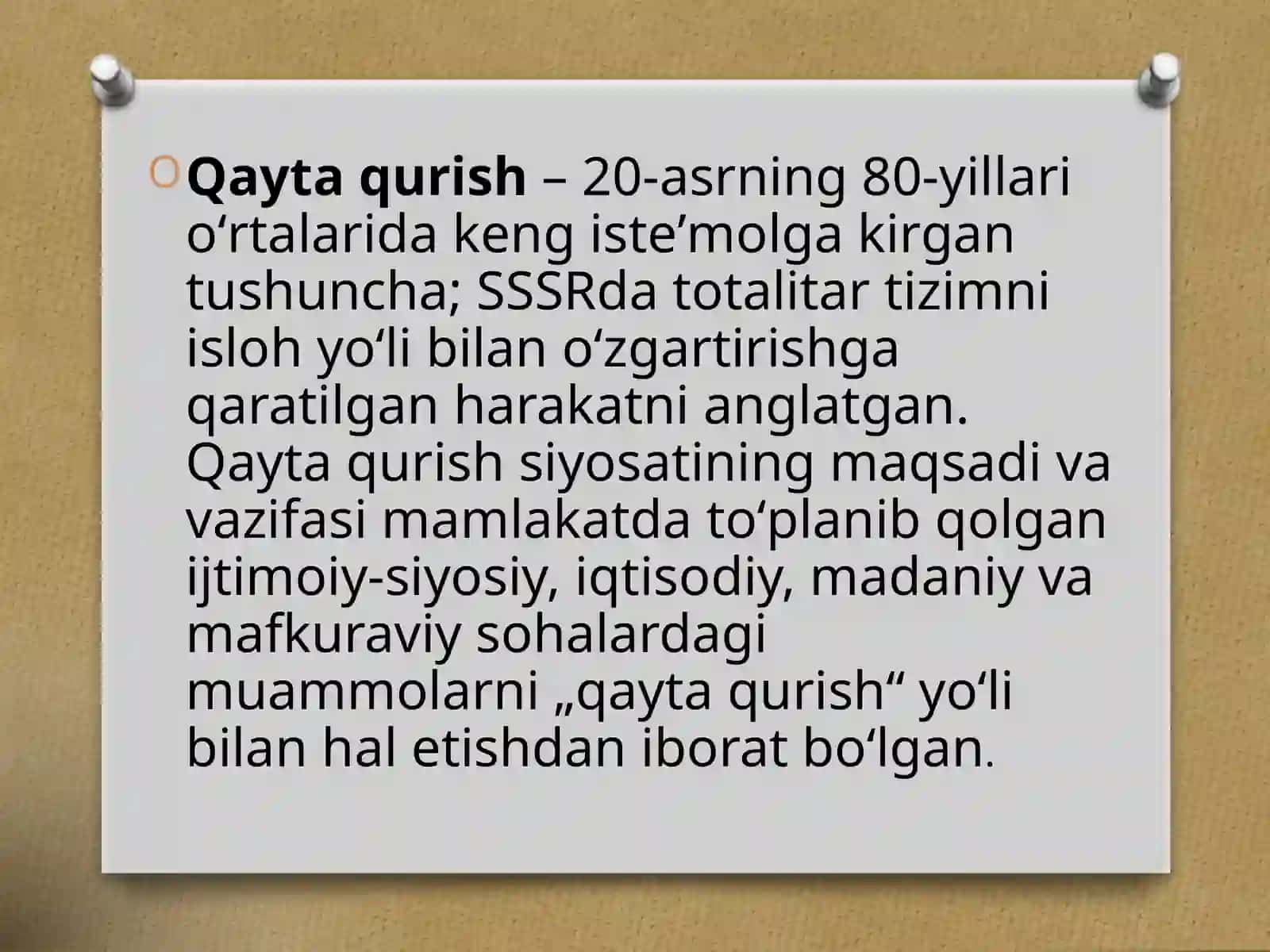 XX-asrning 80-yillarining oxiridagi siyosiy hayot dagi o'zgarishlar 4