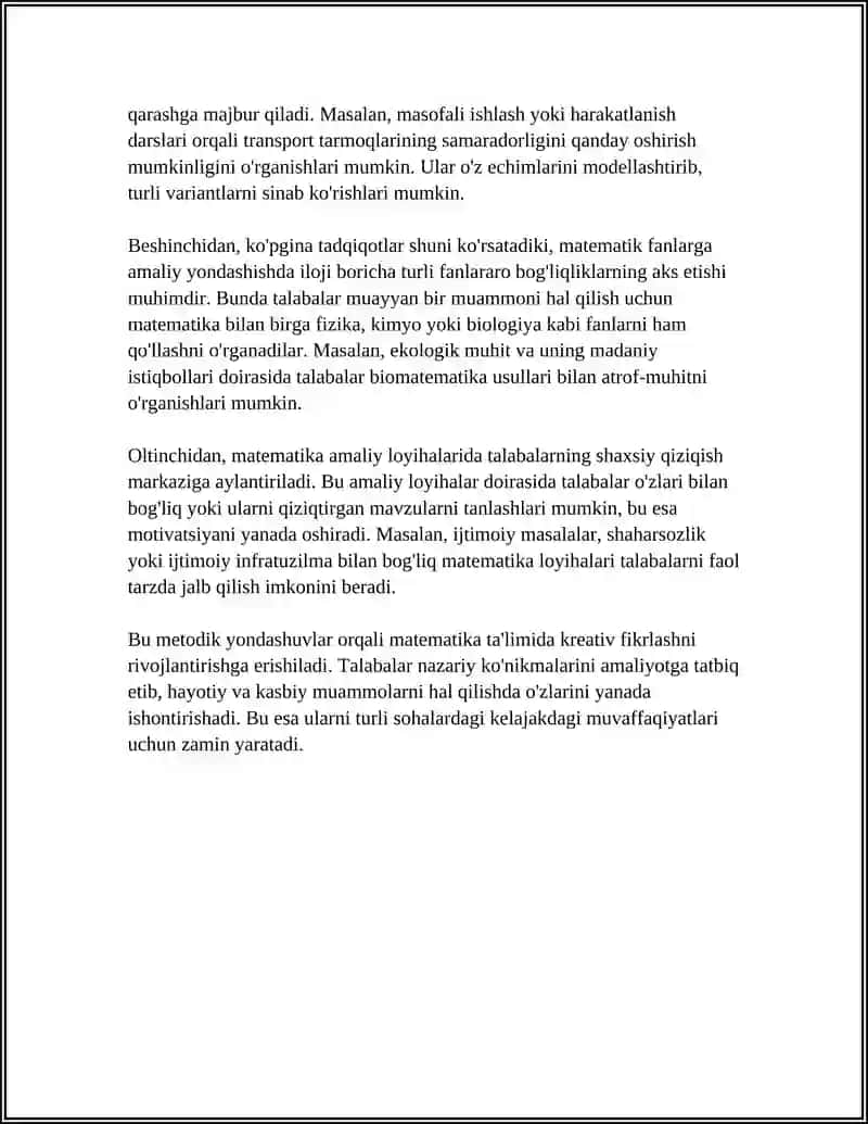 Matematikadan amaliy loyihalar va ularning kreativ fikrlashga ta‘siri 4