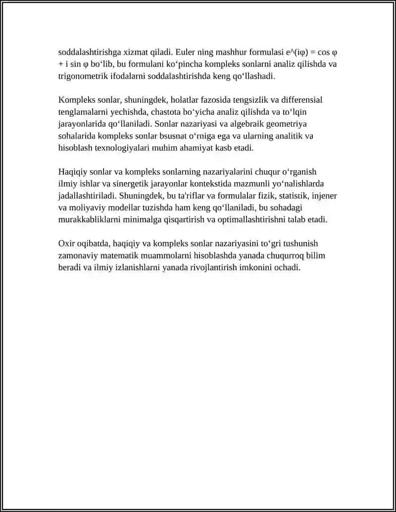 HAQIQIY SONLAR SOHASI.KOMPLEKS SONLAR UCHUN MAUVR,EYLER FORMULALARI 4