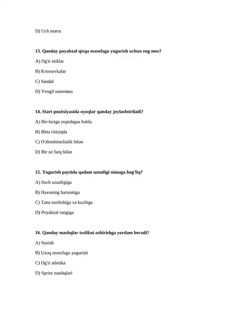 Qisqa masofaga yugirish texnikasini va start qoidalarini orgatish 4
