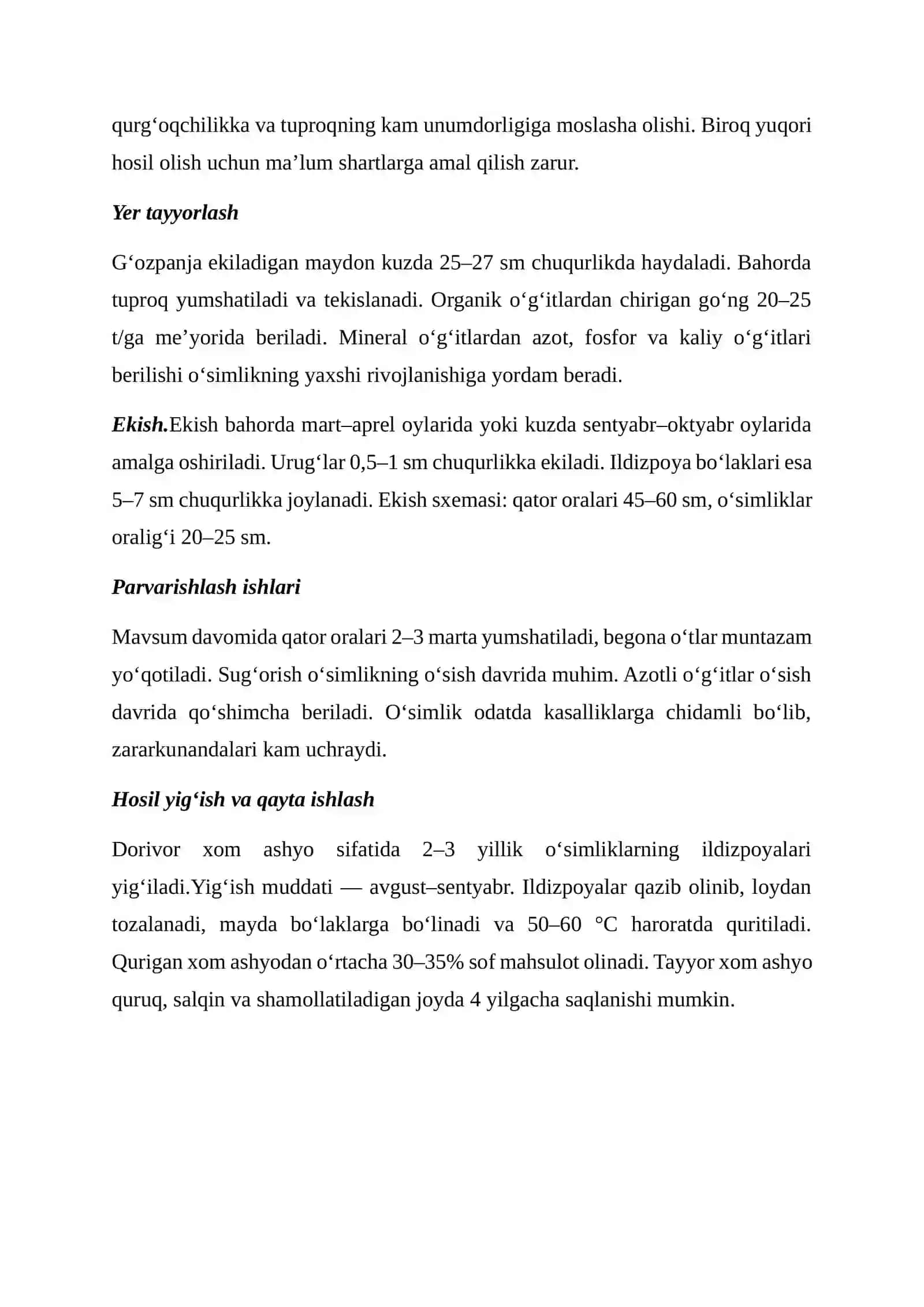 Besh bargli go'zpanja o'simligini yetishtirish texnologiyasi 4
