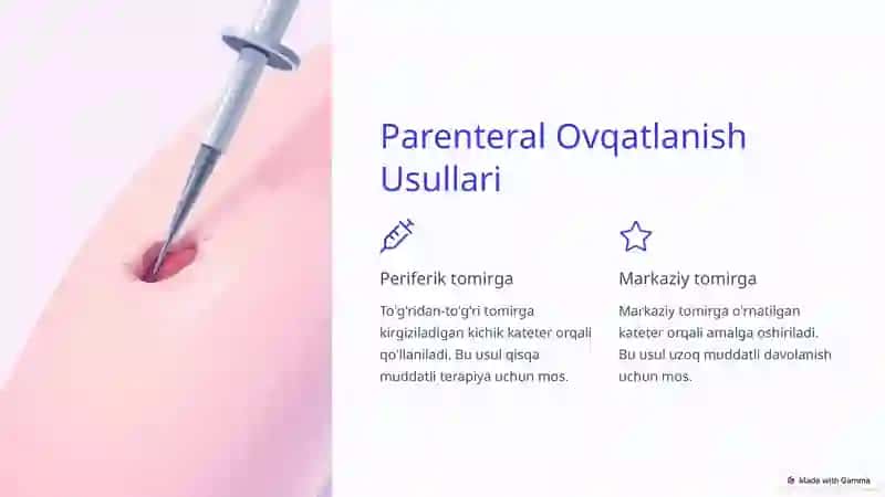 Parenteral Ovqatlanish: Klinik Ahamiyati va Qo'llanilishi 4