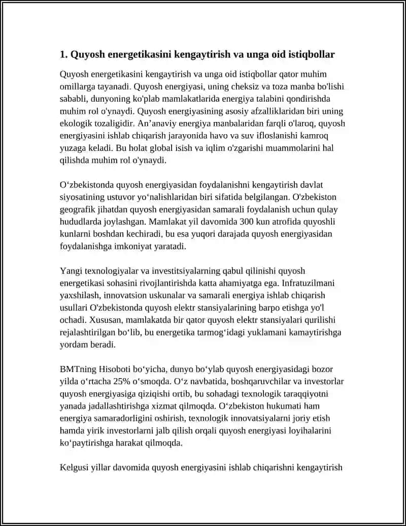 TIKLANADIGAN ENERGIYA MANBALARINI O'ZLASHTIRISH ISTIQBOLLARI 4