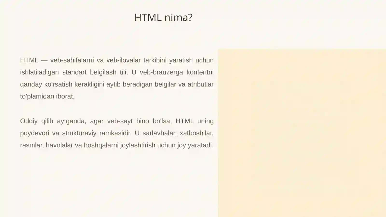 2-Mavzu. HTML tiliga kirish, html-hujjatlari tuzilishi, htmlning asosiy teglari 4