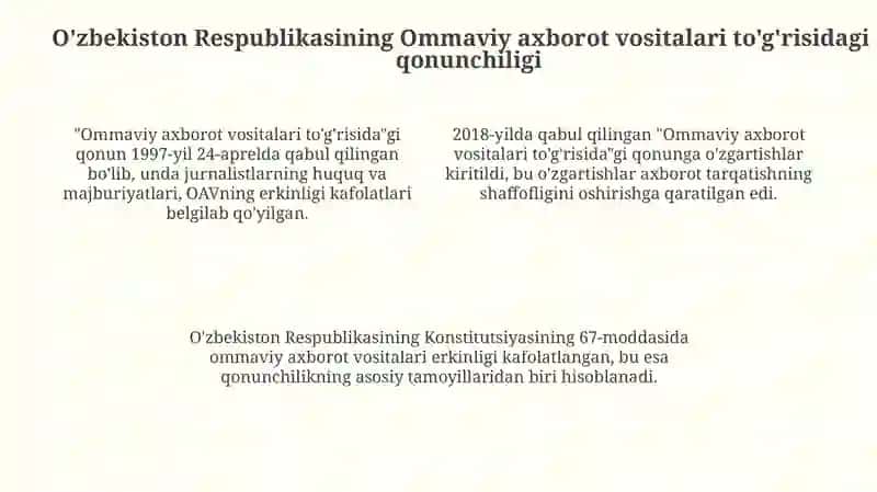 Oʻzbekiston Respublikasida Ommaviy Axborot Vositalarining Faoliyati 4