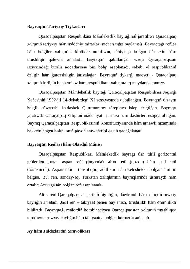 Qaraqalpaqstan Respublikası Mámleketlik begileri 4