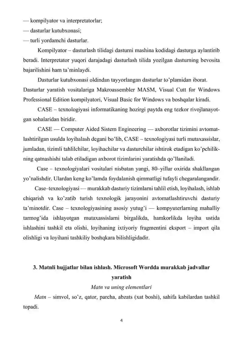 Matnli ma’lumotlarni qayta ishlash malakalarini shakllantirish. 4