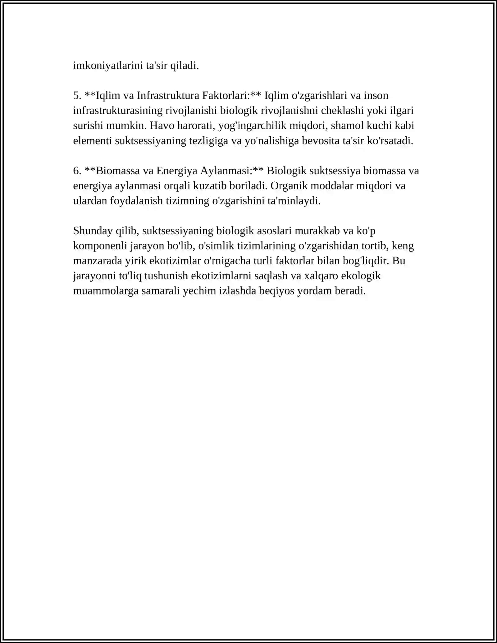 EKOTIZMLARNING OʻZGARISHI. SUKTSESSIYA HODISASI 4