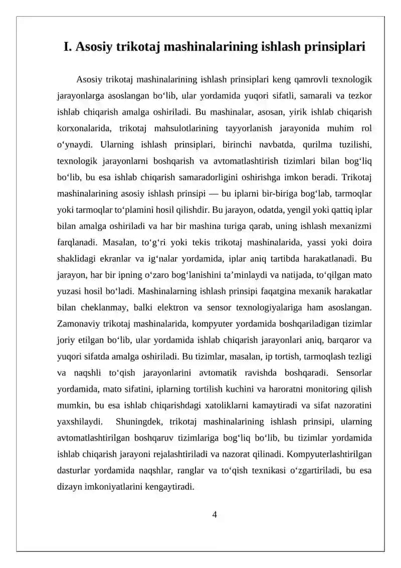 Trikotaj mashinalarining tizimlarini oʻrganish 4