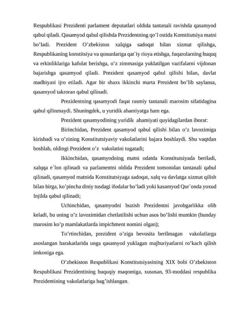 Oʻzbekistonda prezidentlik lavozimining joriy etilishi 4