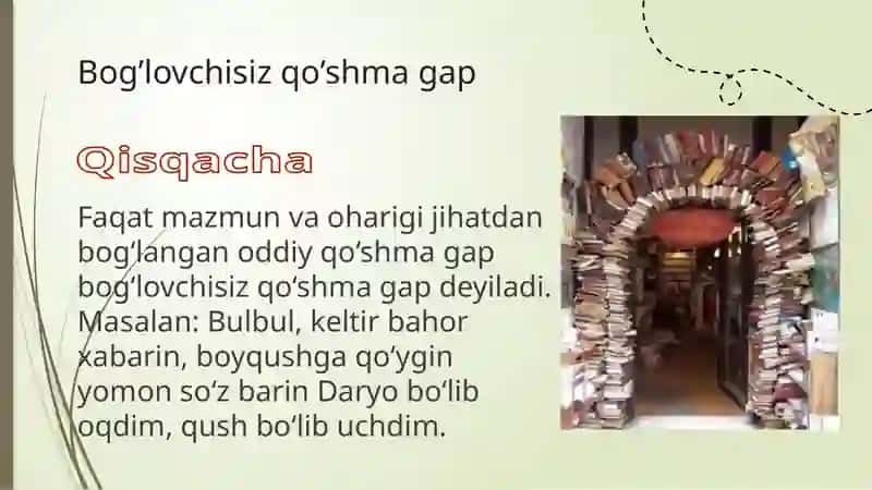 Bog‘lovchisiz qo‘shma gaplarda tinish belgilarining ishlatilishi 4