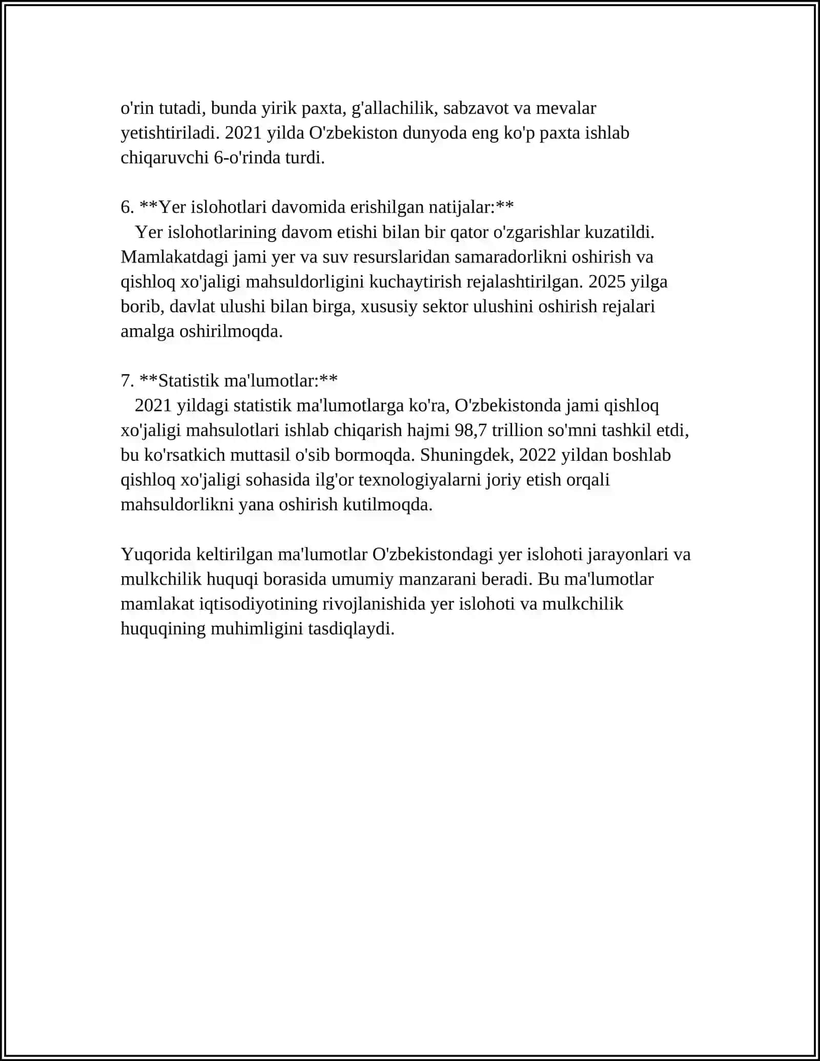 MUSTAQILLIK YILLARIDA QISHLOQ XO‘JALIGI VA SANOAT SOHASIDAGI O‘ZGARISHLAR 4