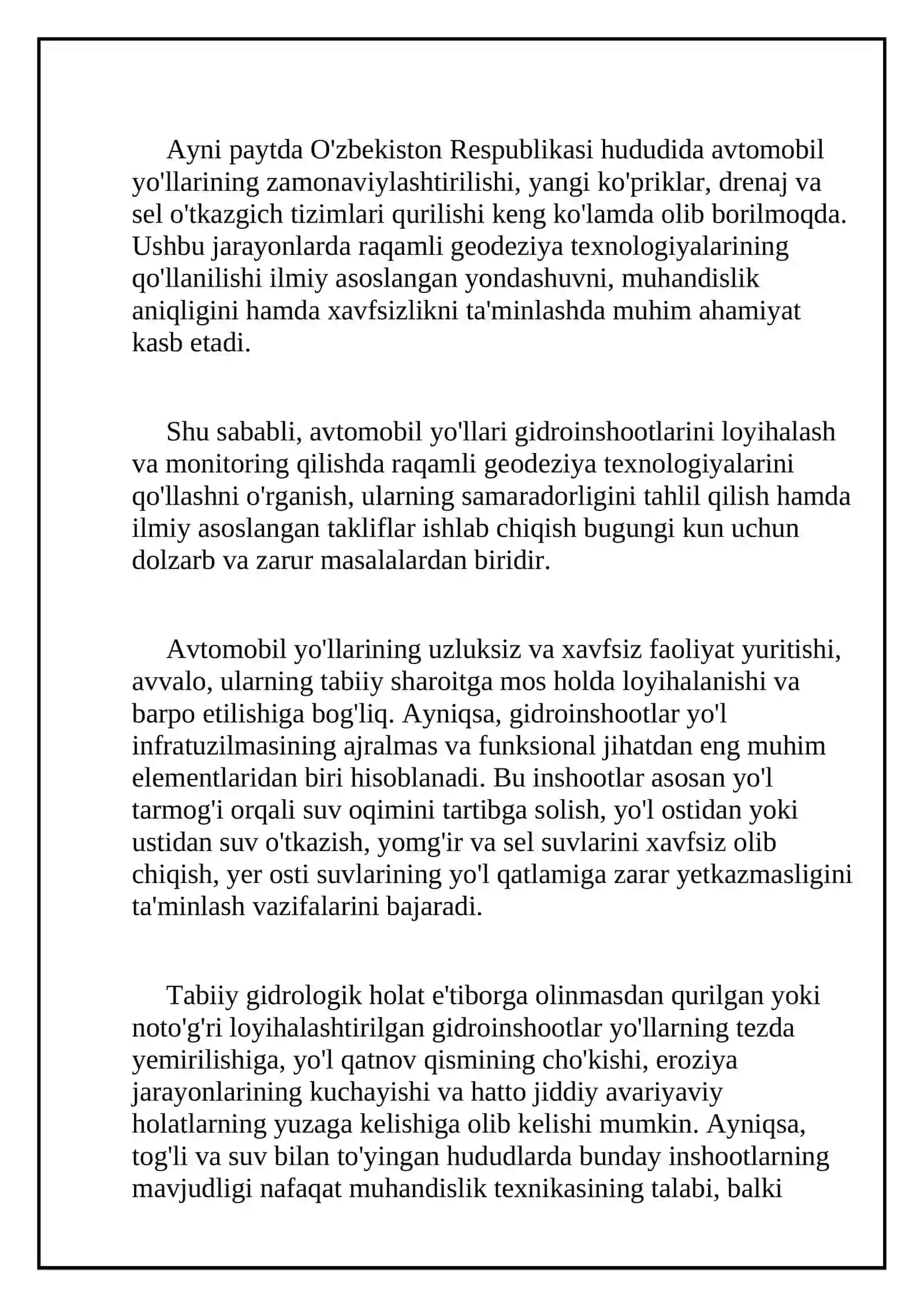 Ko‘prik va yo‘l inshootlarida geodezik o‘lchash natijalarini tenglashtirish usullari 4