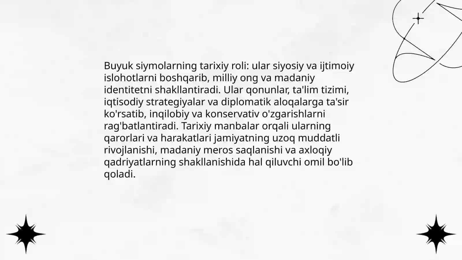 Buyuk siymolar, Tarixga nazar 4