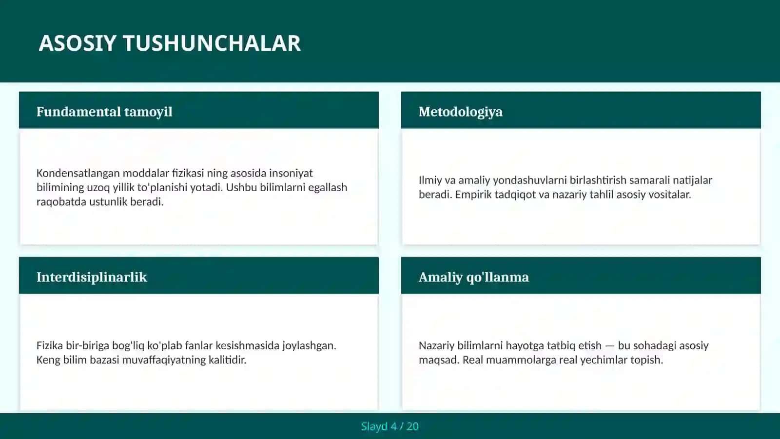 KONDENSATLANGAN MODDALAR FIZIKASI 4