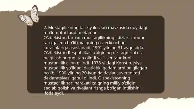 Mustaqil O’zbekiston Respublikasining tashkil topishi va uning tarixiy ahamiyati 4