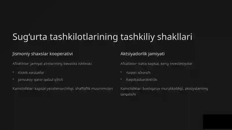 Sug‘urta tashkilotining tashkiliy-huquqiy asoslari va konseptual modeli. 4