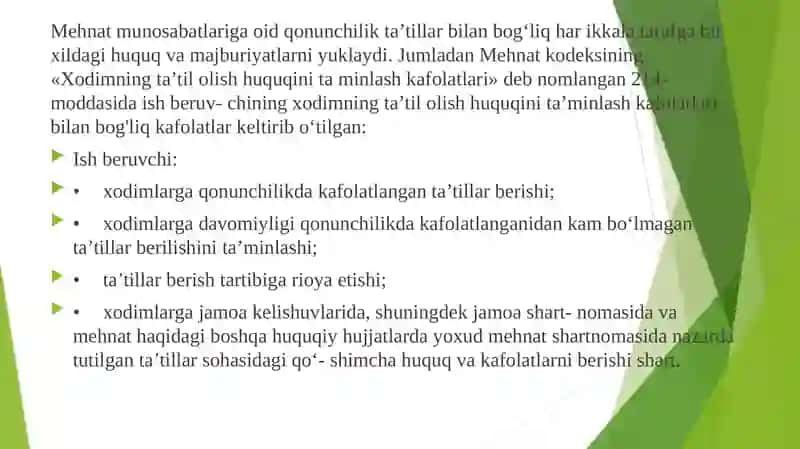 Ta’tillarning turlari va Haryilligim ehnat ta’tili 4