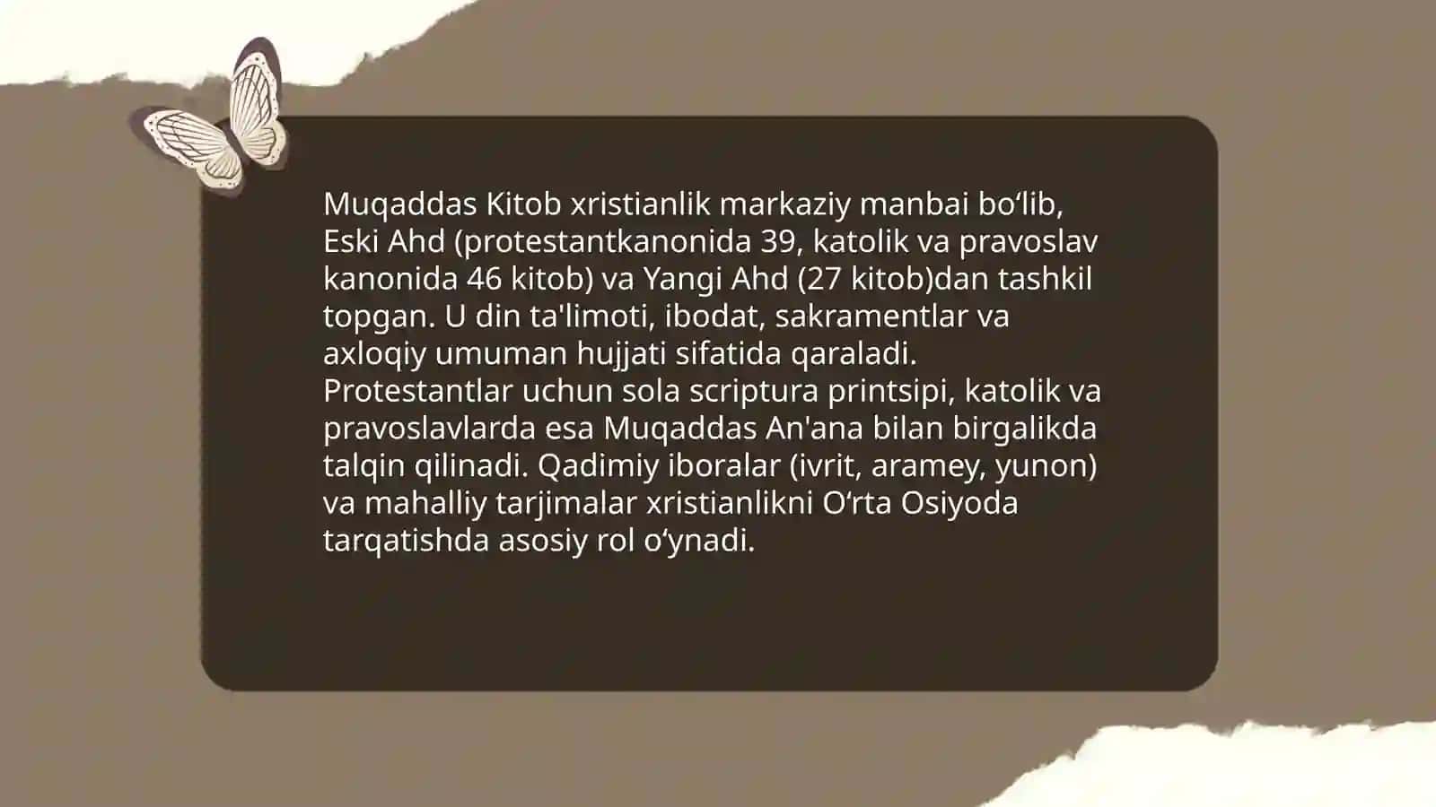 Xristianlik dini tarixi va asosiy g'oyalari,talimoti, oqimlari va O'rta Osiyoda keng tarqalishi 4