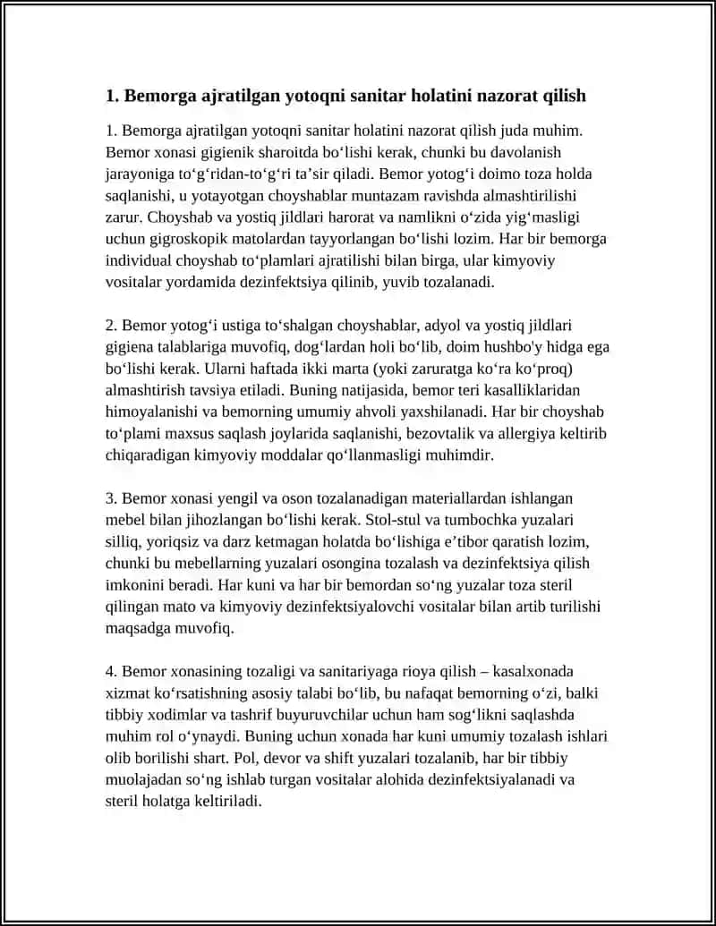 BEMOR XONASINI SANITAR HOLATINI NAZORAT GILISH 4