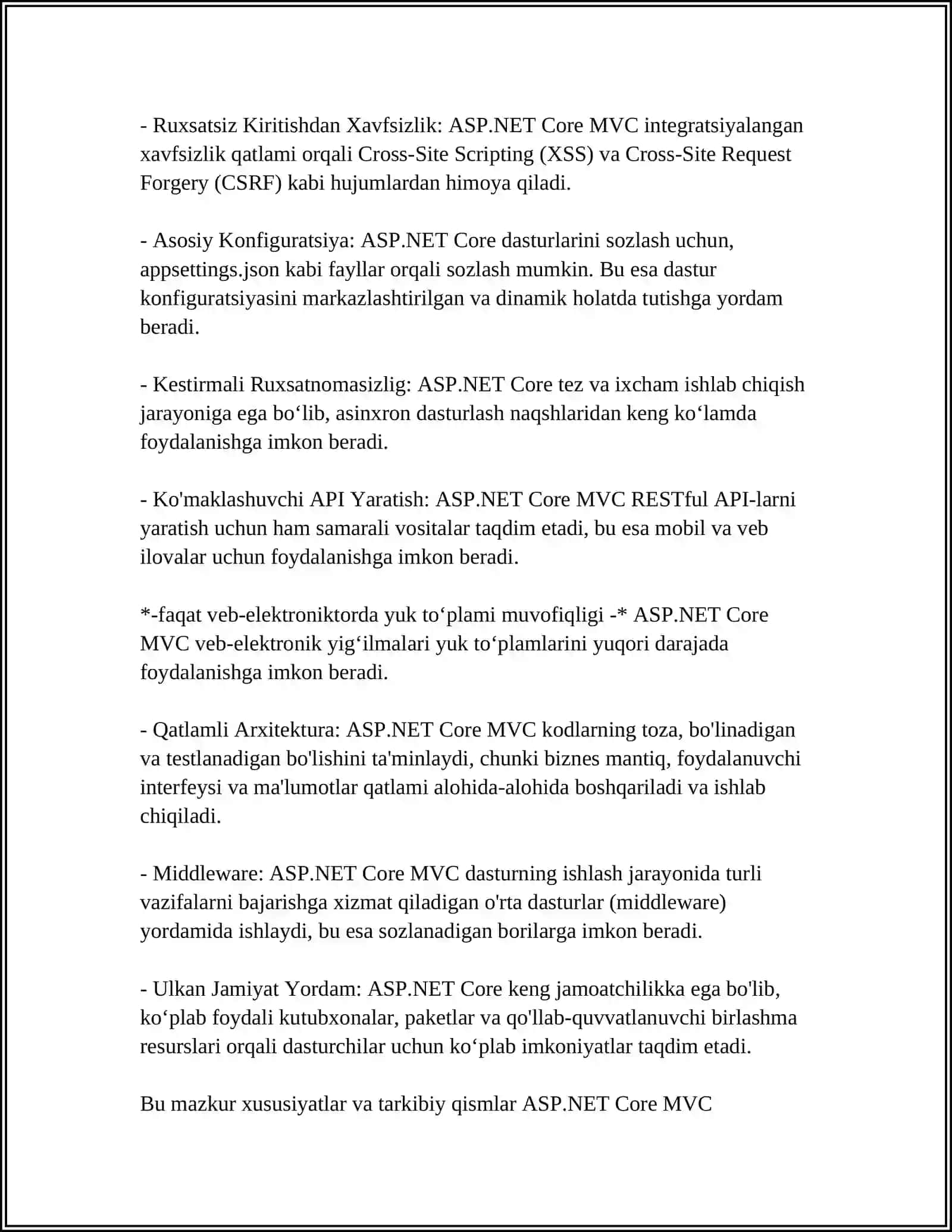 ASP.NET CORE MCV DA LOYIHA YARATISH JARAYONLARIDAGI SOZLAMALAR 4