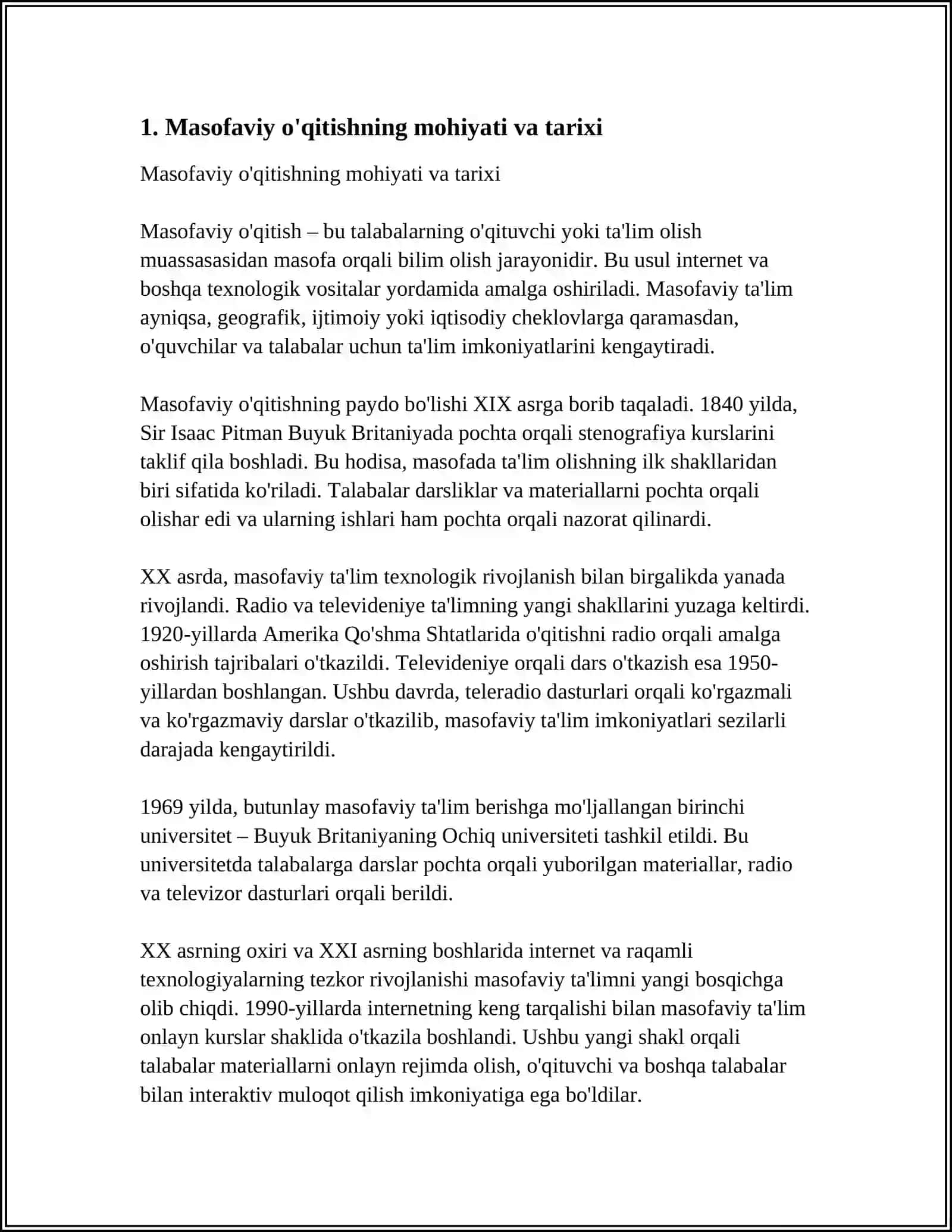MASOFAVIY O'QITISHNI TASHKIL ETISHNING ASOSIY TAMOILARI 4